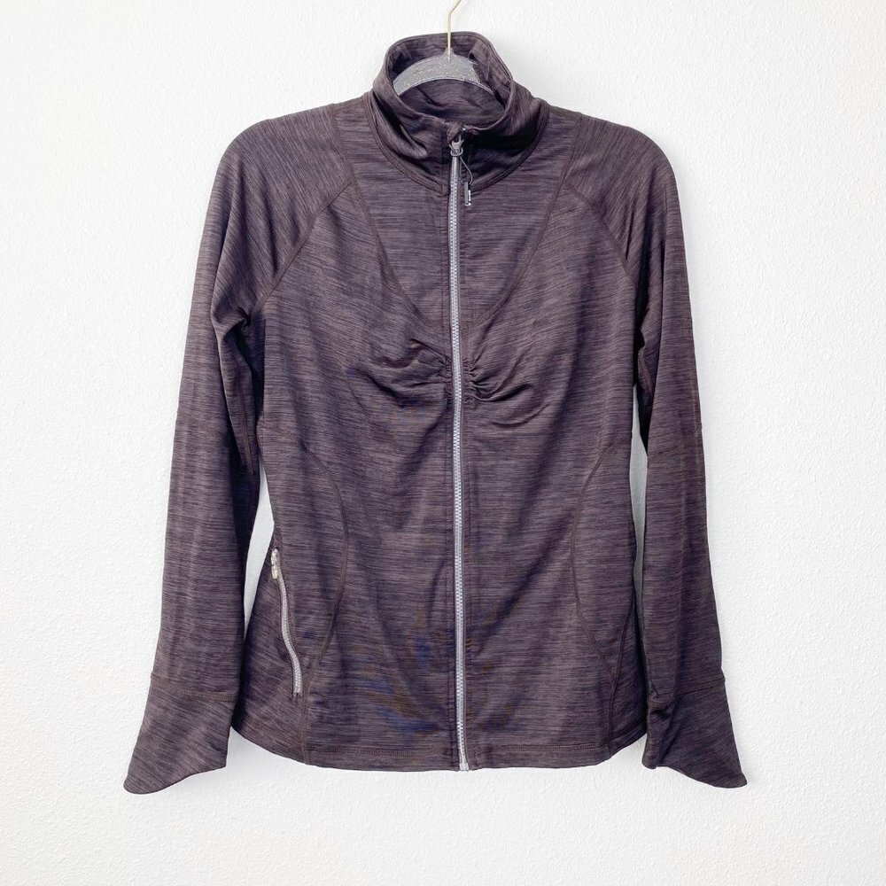 Zella Womens Medium Brown Space Dye Vented Full Zip Athletic Jacket